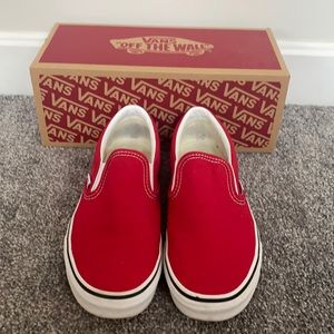 Red slip on vans skater shoes size 7.5
